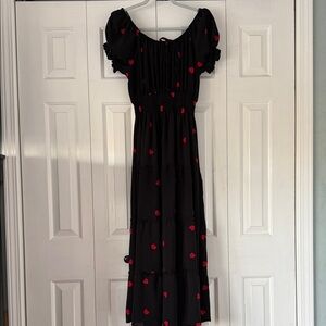 Kindred Black & Red Heart Smocked Dress – Size 1X